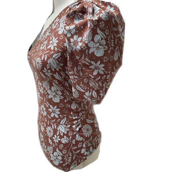 Free People Off Shoulder/ Puff Sleeve Floral Print Bodysuit - Picture 6 of 11